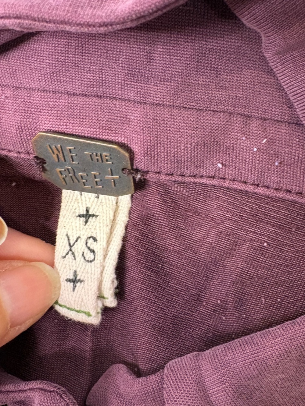 We The Free Free People Oversized Collared Shirt XS 100% Cotton RN66170 Purple - Picture 6 of 7